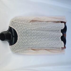 A'Reve Cream Sweater with calico back inset, semi sheer
